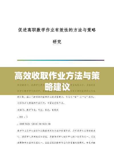 高效收取作业方法与策略建议