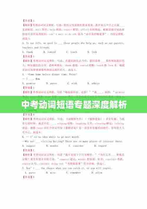 中考动词短语专题深度解析